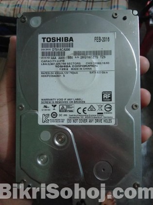 Toshiba 2TB Hard Disk 2000GB Best For Multi Media Use